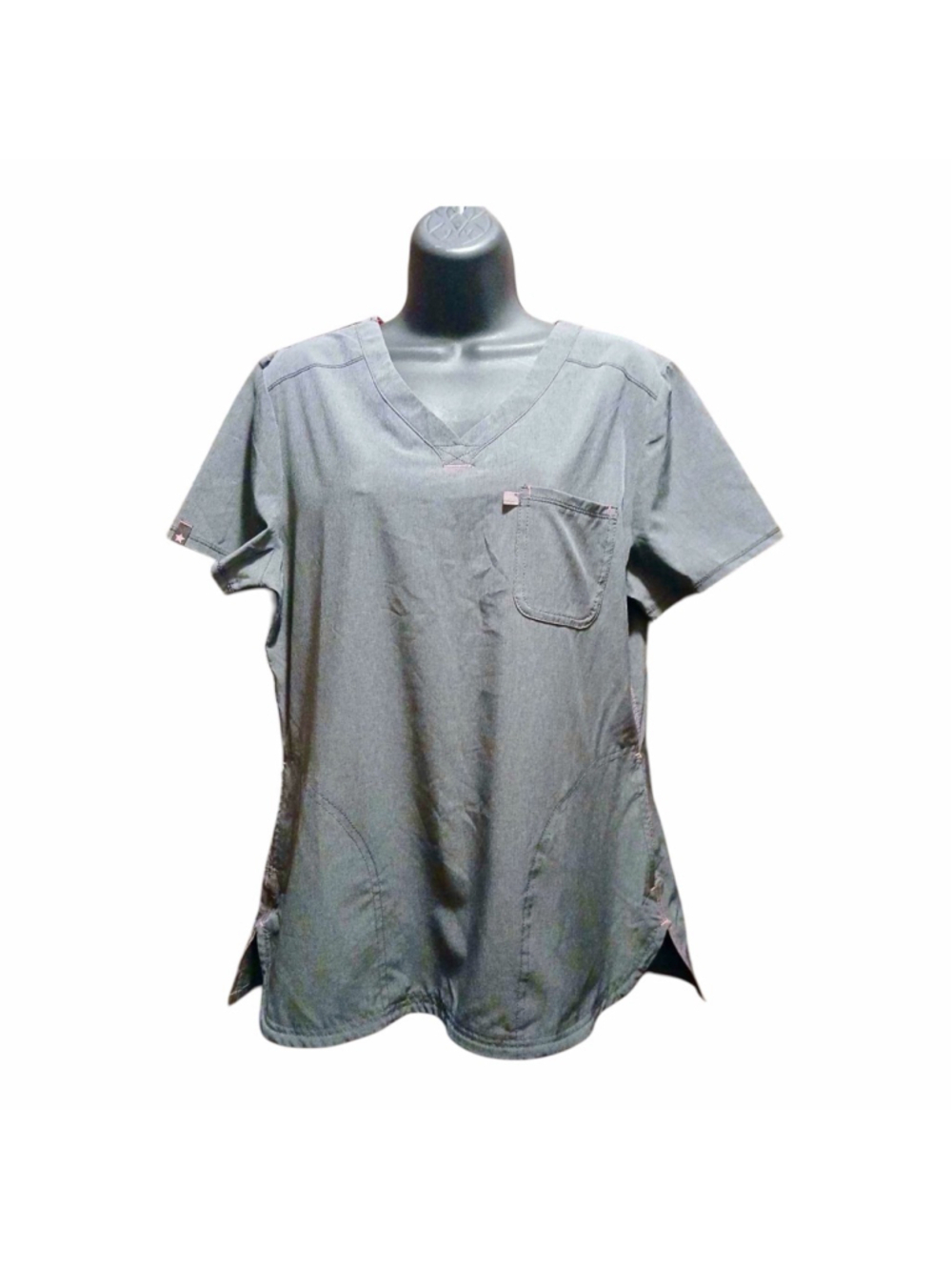 Scrubstar Women's Scrub Top Grey V-Neck Ethical Fabric Size M. INV669 A7